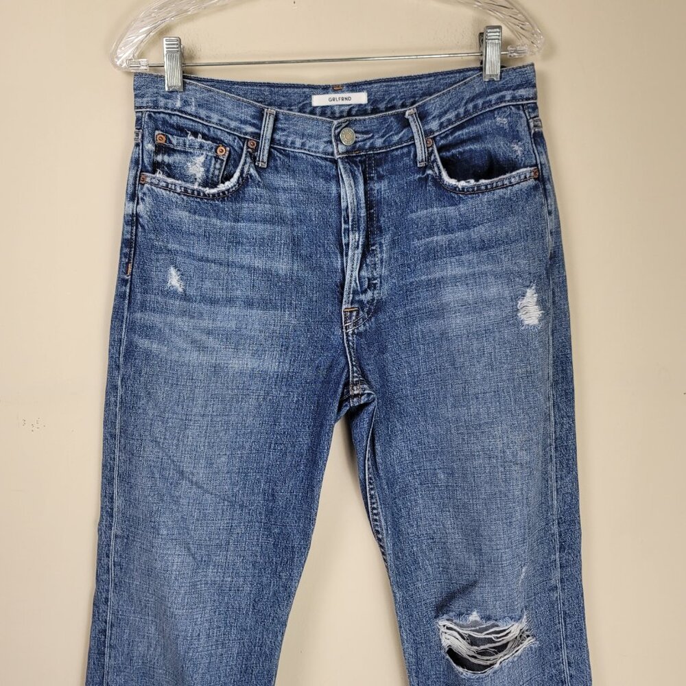 GRLFRND Helena High Rise Straight Jeans Womens Size 28 Distressed Blue Denim - Picture 5 of 13